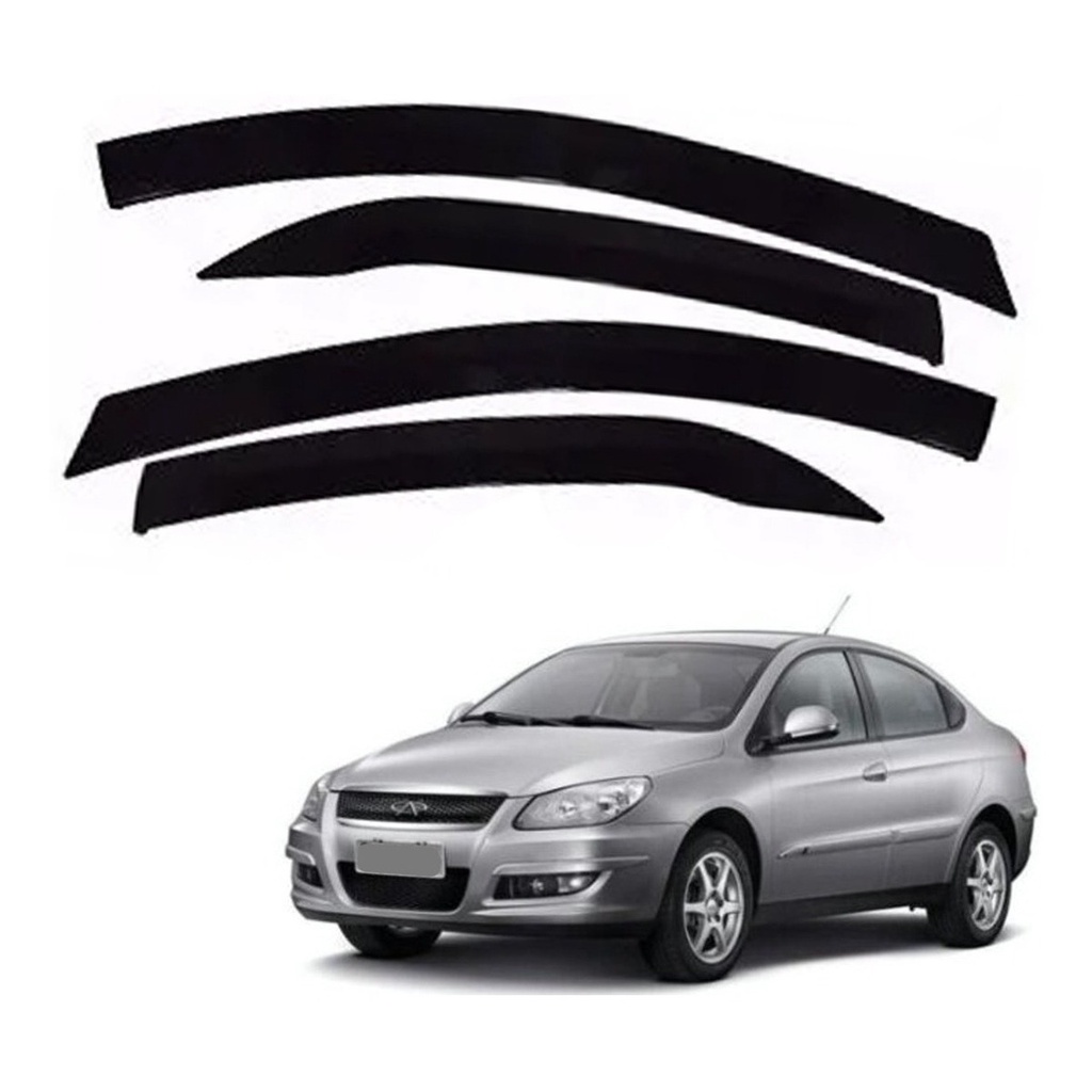 Calha De Chuva Defletor Chery Cielo Hatch Sedan 2010 A 2015 4 Portas Fume Tiger C3270