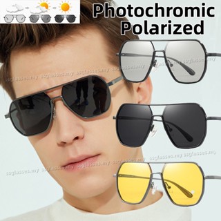 Novos Óculos De Sol Fotocrômicos Polarizados De Feixe Duplo De Metal Para Homens Conduzir Visão Noturna Sombra Da Moda Mulheres