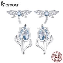 Bamoer 925 Prata Elegante Brincos De Tulipa De Libélula Para Jóias De Moda Feminina BSE874