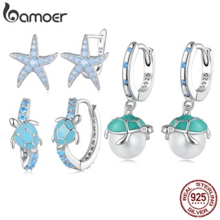 Bamoer 925 Sterling Silver Ocean Earring Joalheria Simples Para Estudantes E Mulheres SCE1596