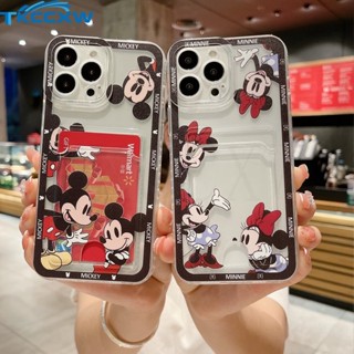Moda Mickey Minnie Clear Card Slot Bag Holder Estojo Para Xiaomi 13T 13 Pro 13 Lite Poco C65 F5 X5 Capa De Proteção Câmera De Pintura De Arte Cartoon