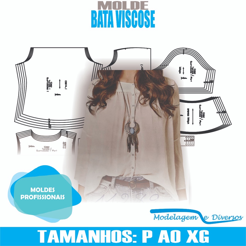 MOLDE BATA VISCOSE, MODELAGEM&DIVERSOS, P-XG, CORREIOS