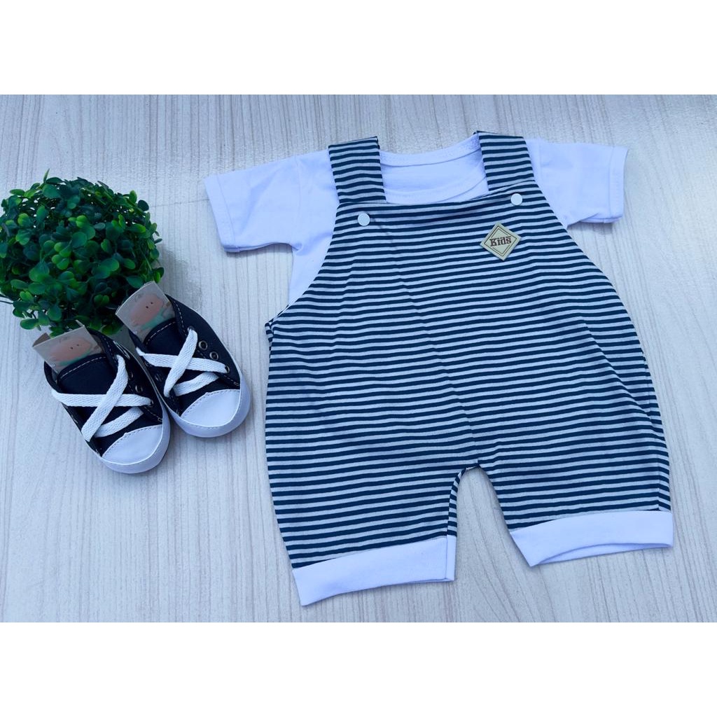 Jardineira Listrada + Camisa
