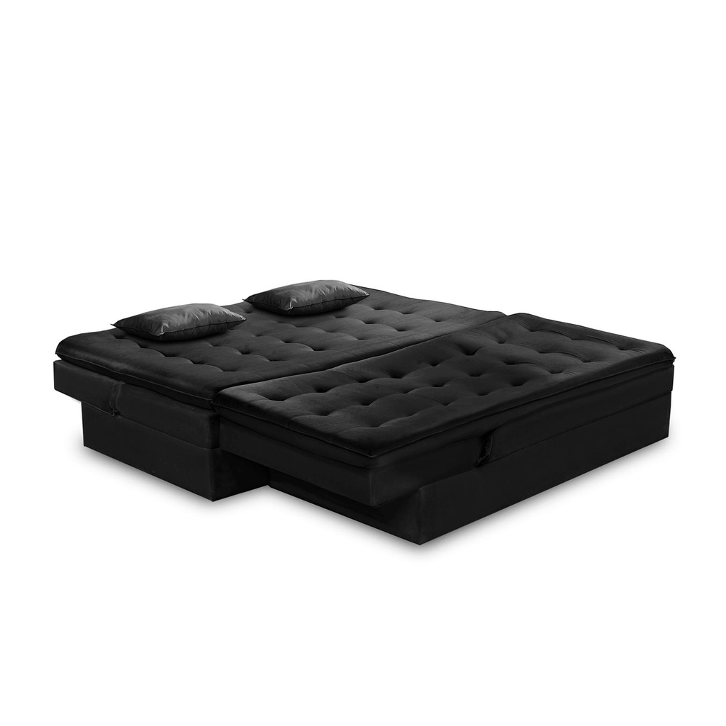 Sofá Cama King 5 Lugares 2,70m Alice Suede Preto Adonai Estofados · foto 2