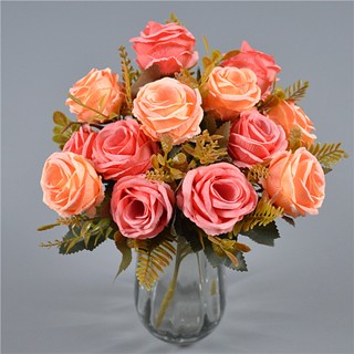 Bouquet Artificial De Flores De Rosas 7 Ramos Com 7 Para Decoração De Casamento , Arranjos , Festas E Casa