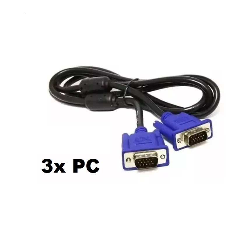 3x Cabo VGA X VGA Macho 1.5m Pc Tv Monitor Projetor 1,5 Metros