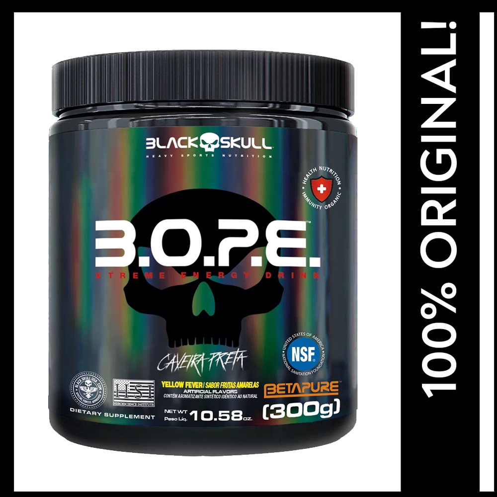 Pre Treino Black Skull B.O.P.E Caveira Preta 300G