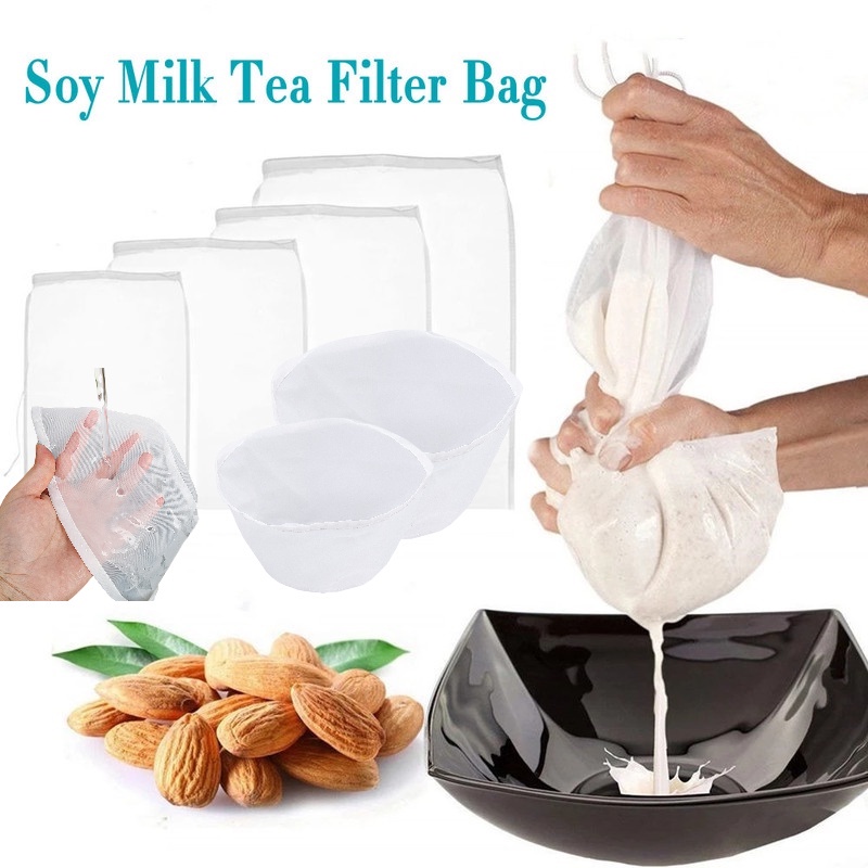 Filtro De Leite Em Forma De Leque De Soja/Argamassa/Ferramentas De Cozinha/Suco De Frutas Saco Filtrante De Vegetal Drawstring