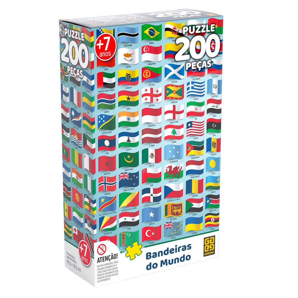 Quebra Cabeça Bandeiras Do Mundo 200 Peças - Grow em Oferta na Shopee