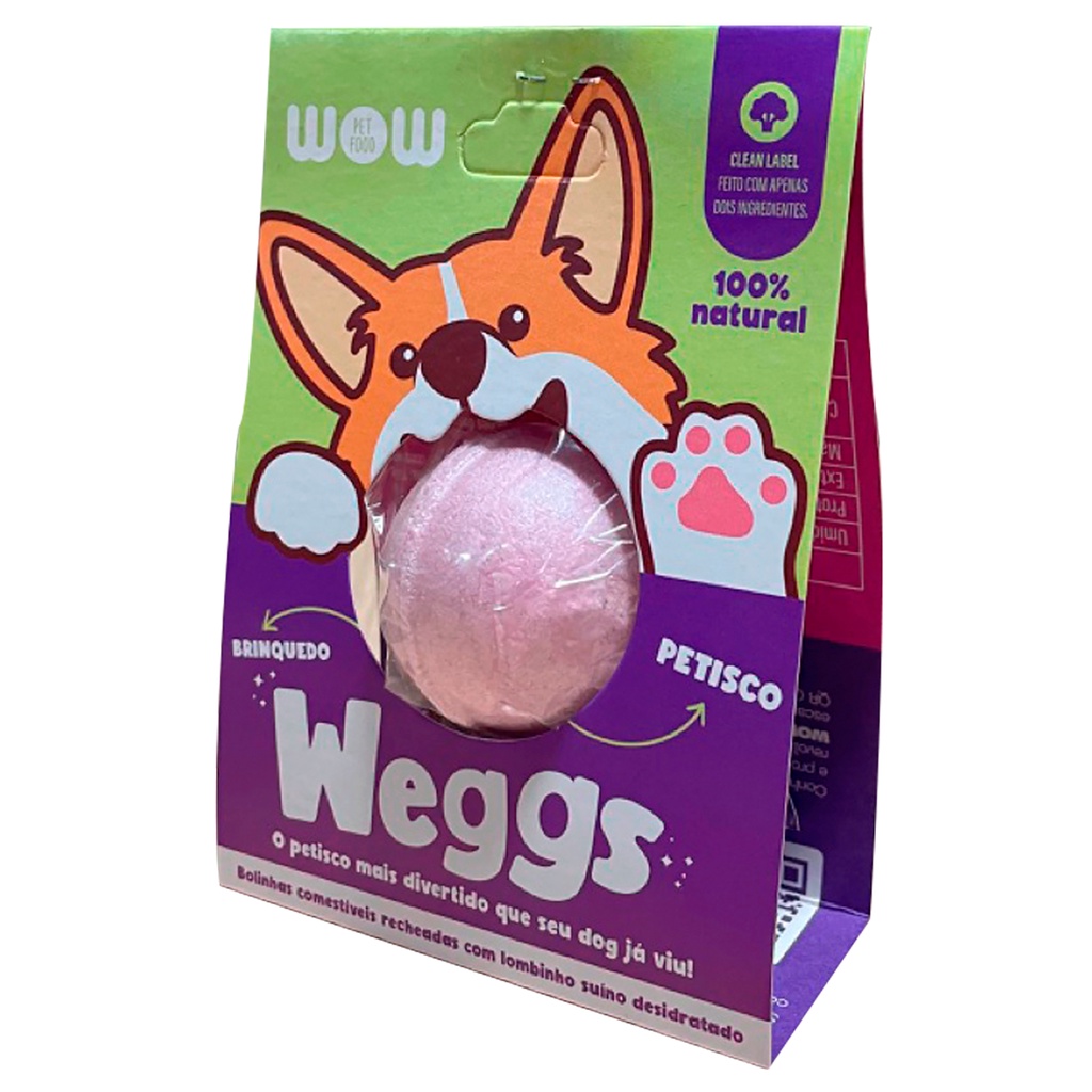 Bolinha Petisco Natural Comestível Lombo Suíno Weggs Wow Pet