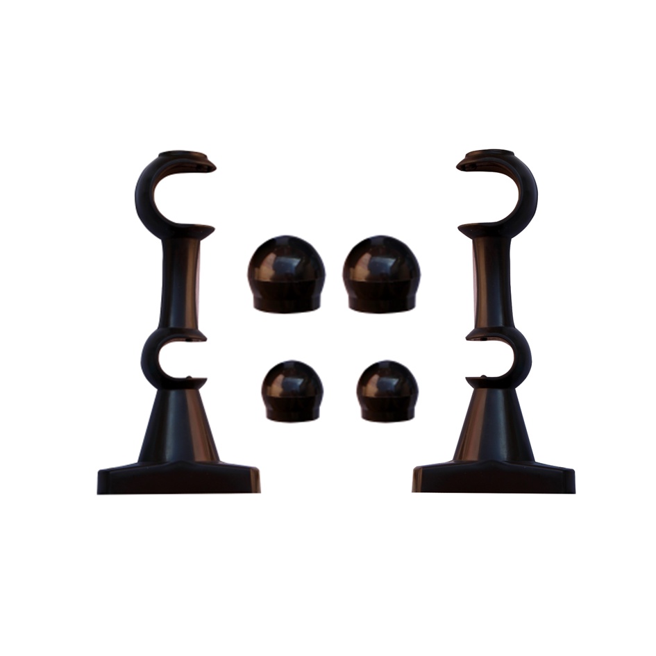 Par de Suportes e Ponteiras Para Varão Cortina Duplo 19/28mm 2un 2 parafusos