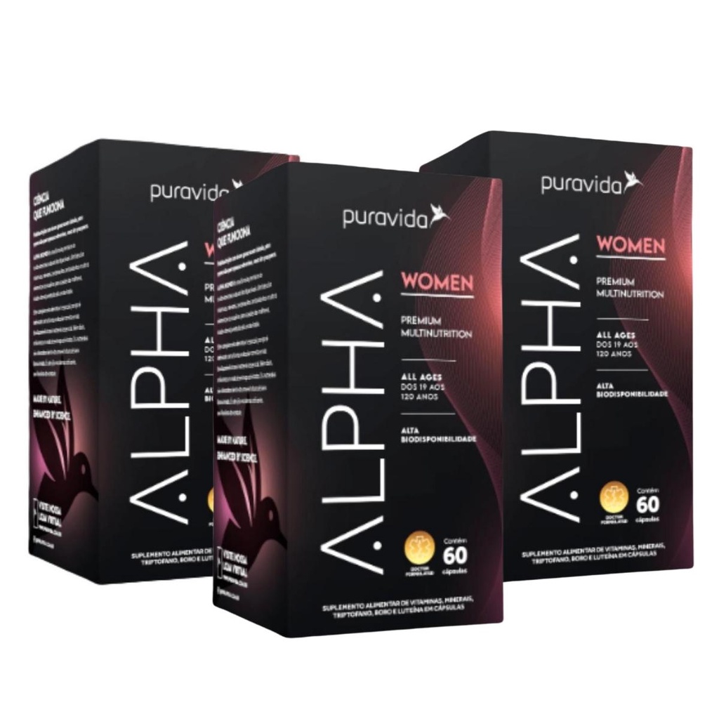 Kit  3 Alpha Women Polivitamínico Feminino Premium Puravida