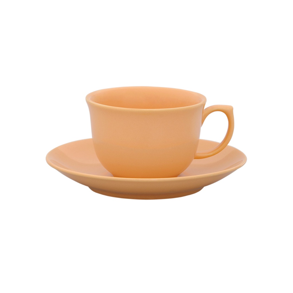 Xícara de Chá com Pires 240ml Flamingo Peach Oxford Porcelanas Laranja