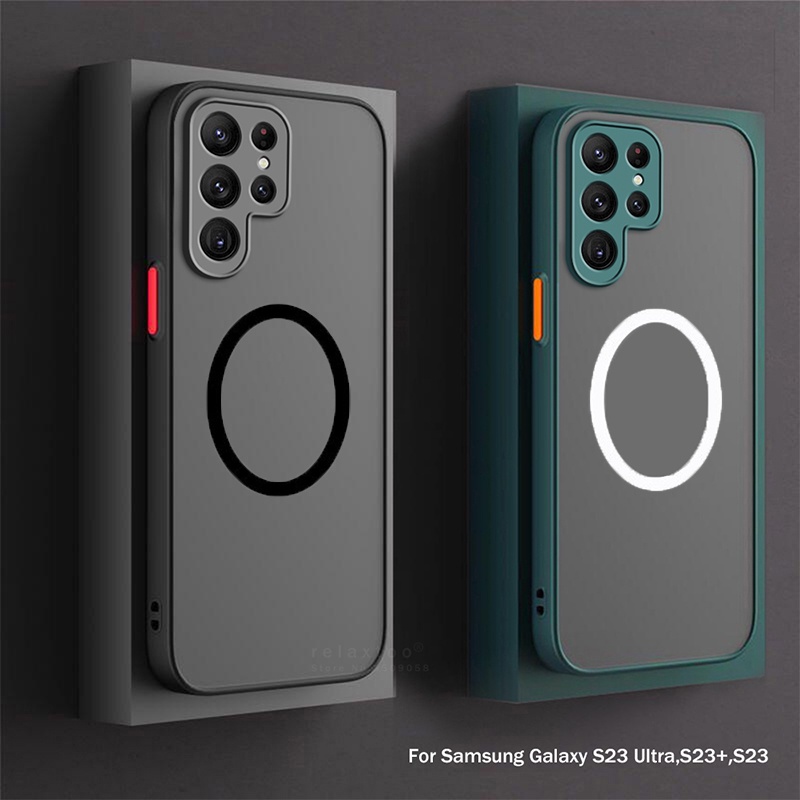 Capa Magnética Fosca Para Samsung Galaxy S22 S23 S21 Ultra Plus Armadura Magsafe Armor Luxury Shockproof