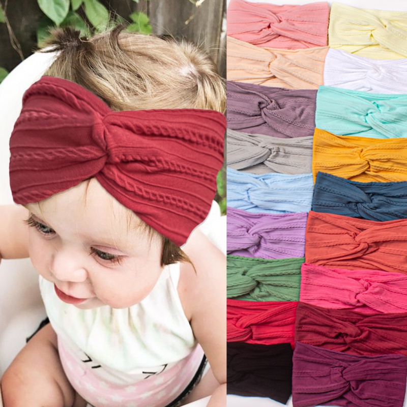 Nova Faixa De Cabelo Infantil Baby Hair Band Nylon Jacquard De Cor Sólida Turban em Oferta na Shopee