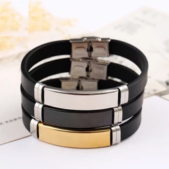 Pulseiras lisa Aço Inox Para Gravar Identificação unissex Etiquetas Acho inox pulseira silicone liso