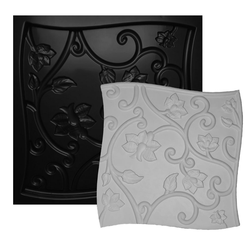 Forma Para Gesso 3d Revestimento Flores - 0225 30x30cm