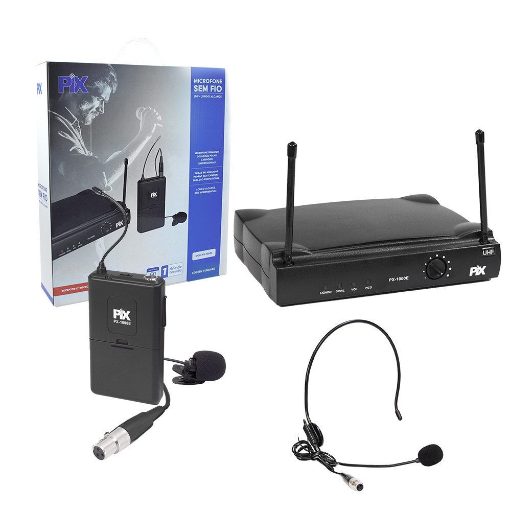 Microfone Pix Wireless 60m Uhf Lapela 595,10mhz - Original