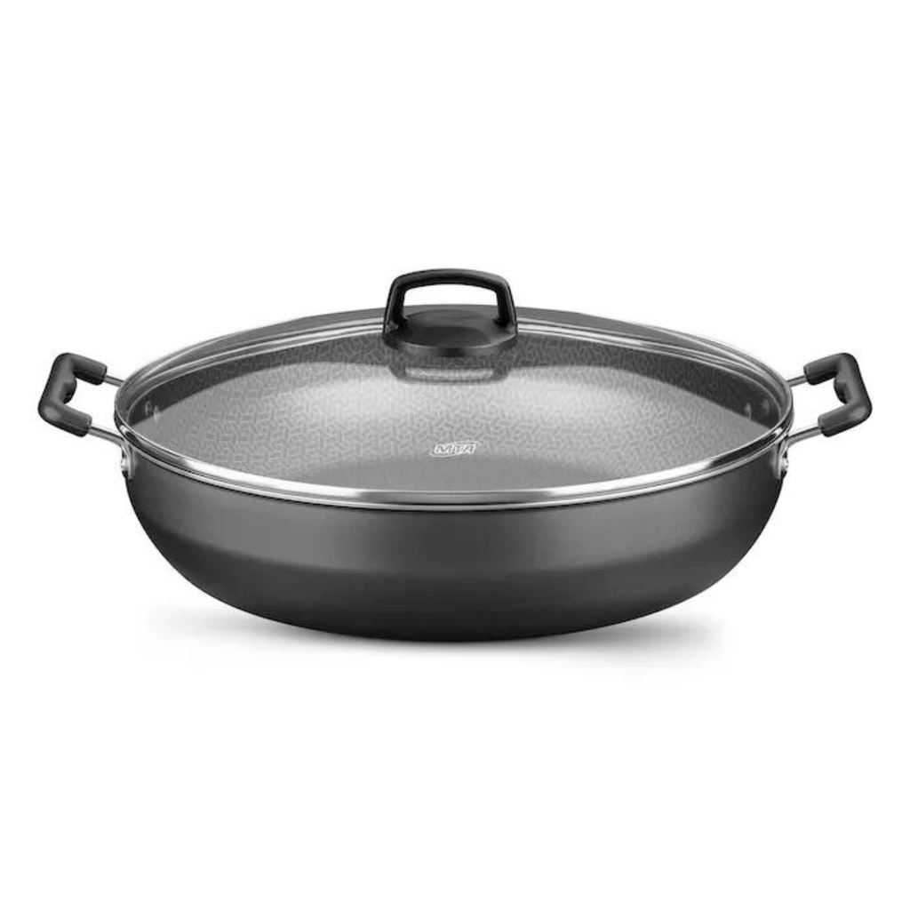 Panela Disco Alto Antiaderente 7,5 Litros Alumínio Multiuso Supra Grafite Tampa de Vidro MTA - 952 em Oferta na Shopee