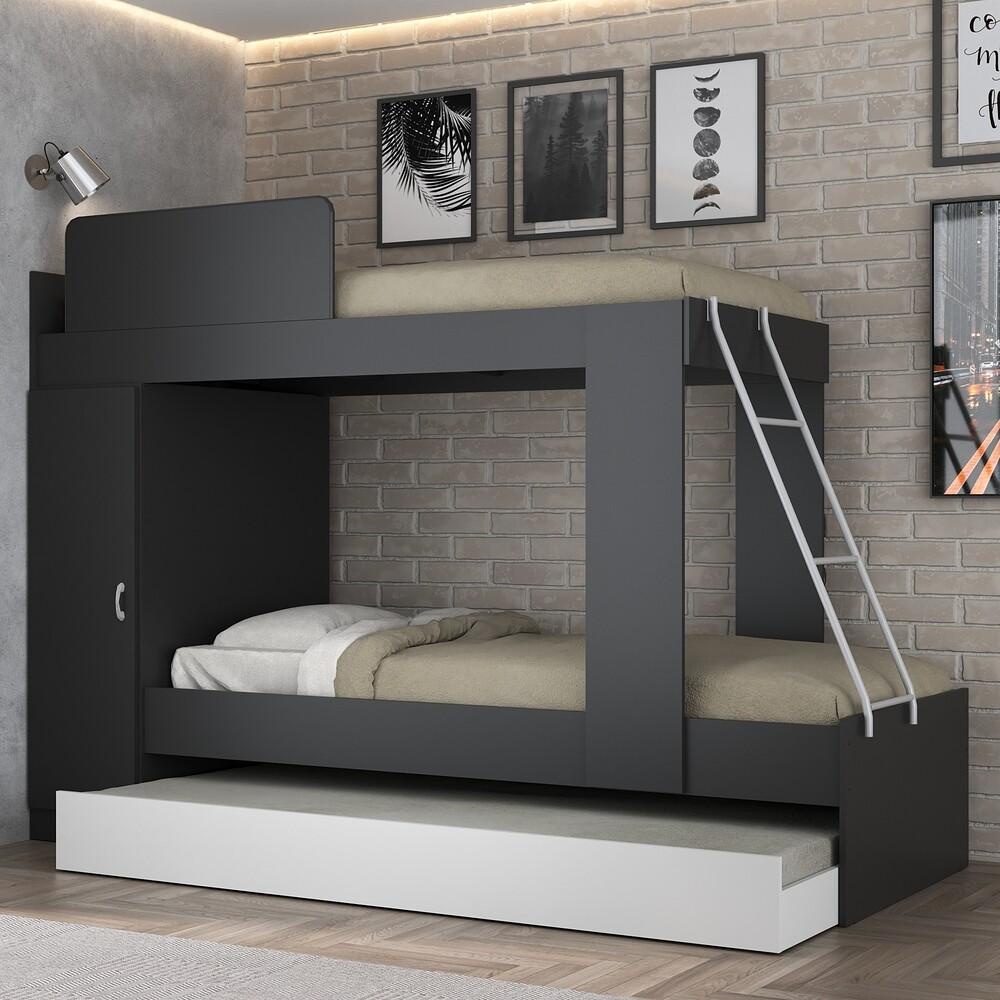 Treliche Havana Multimóveis Preta com 3 Colchões e Porta Lateral em Oferta na Shopee