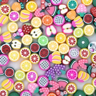 100 pçs miçanga Frutinhas diversas fimo colorida 10mm entremeio passante
