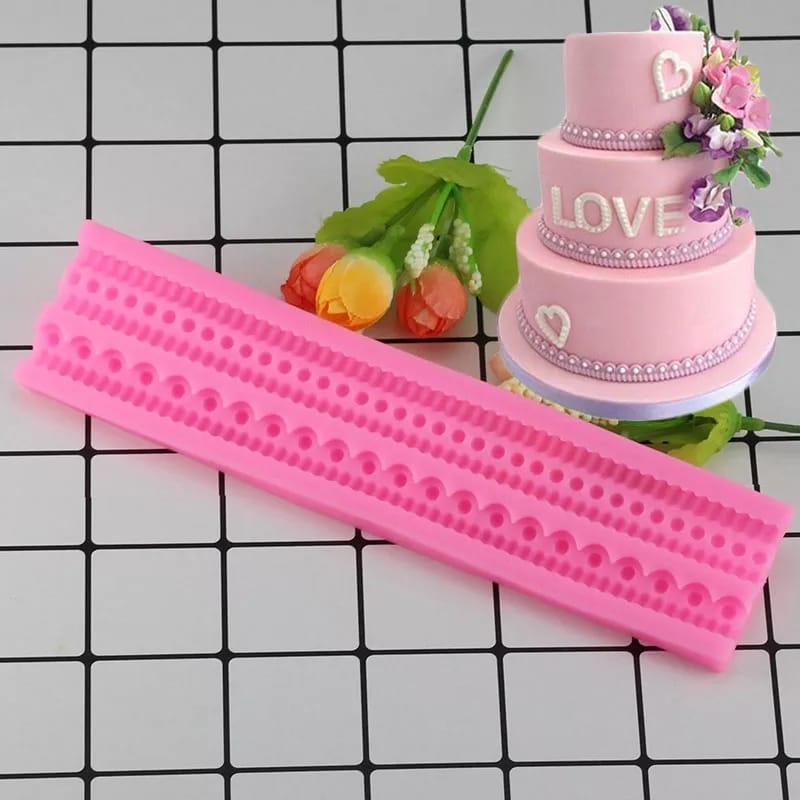 Molde de silicone Rodapé de bolinha / borda de bolo / corrente de pérola para doces, biscuit, artesanato