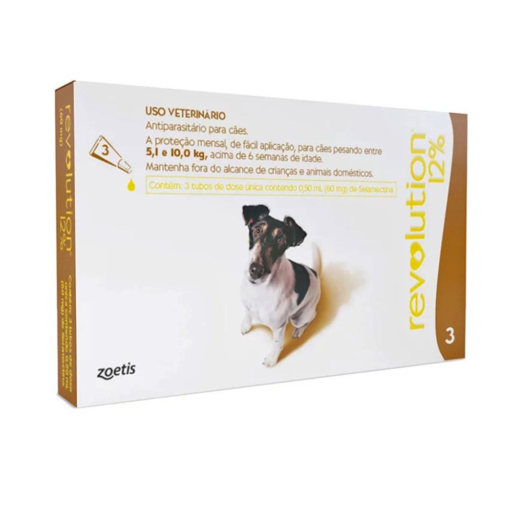 Antipulgas Revolution 12% Cães 5,1 A 10kg C/3 Pipetas - Zoetis - Pets