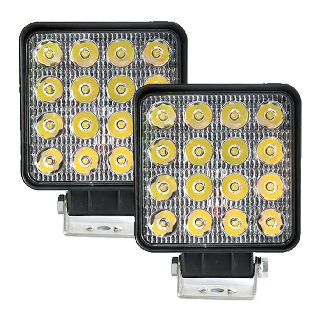 kit 2 Farol Milha Quadrado 16 LED 12v24v 48W Off-road Branco em Oferta na Shopee
