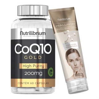 Coenzima Q10 Ubiquinona 200mg Gold 60 Caps + Creme Facial Ácido Hialurônico