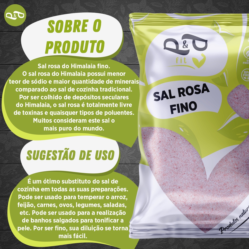 Sal Rosa do Himalaia (Fino ou Grosso) Original 1Kg - P&P - Food & Beverages