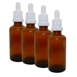 30 Frasco De Vidro 30ml Conta Gotas/Ambar - Tampa Lacre Bulbo e Canula de Vidro