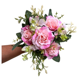Buquê de Rosas e Flores com Folhagens Artificial em Oferta na Shopee