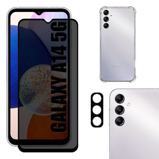 Kit Para Galaxy A14 5g | Película de Privacidade 3D - Capa Anti Shock - Película da Câmera 3D