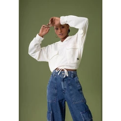 Blusão Cropped em Moletom sem Felpa Feminino Adulto The Philippines