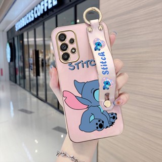 Para Motorola Moto G10 G20 G30 G22 G52 G40 Fusion G60 G9 Play Plus E7i Power (com pulseira) Soft Full Lens Cover Cartoon Plating TPU Cute Stitch Pattern Phone Casing