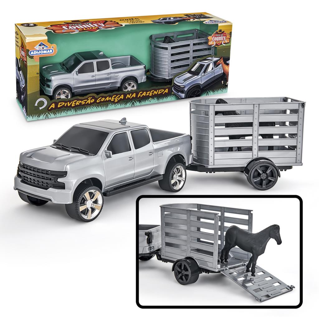 Pickup Country Club Trailer com Cavalo Caminhonete Carrinho de Brinquedo Menino