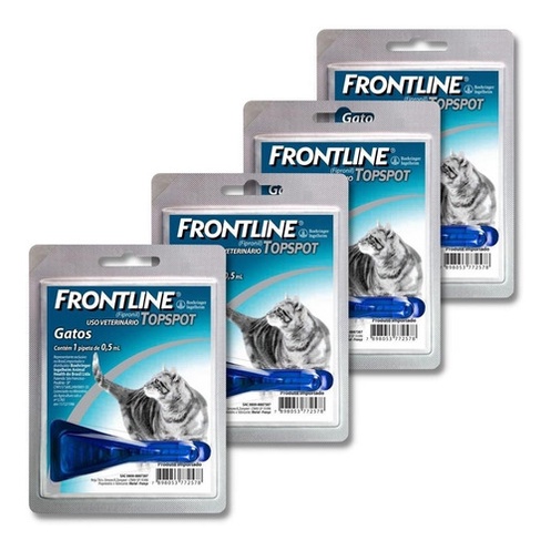 kit com 4 pipetas Frontline Topspot Gatos Antipulgas E Carrapatos peso de 1 a 10 kg.