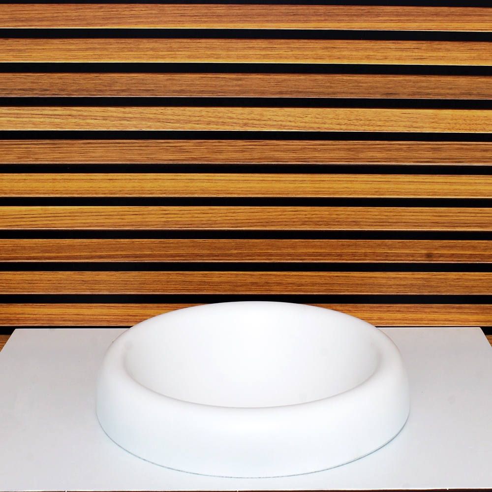 CUBA DE VIDRO CHAPEU 32CM BRANCO FOSCO
