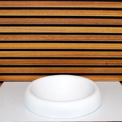CUBA DE VIDRO CHAPEU 32CM BRANCO FOSCO