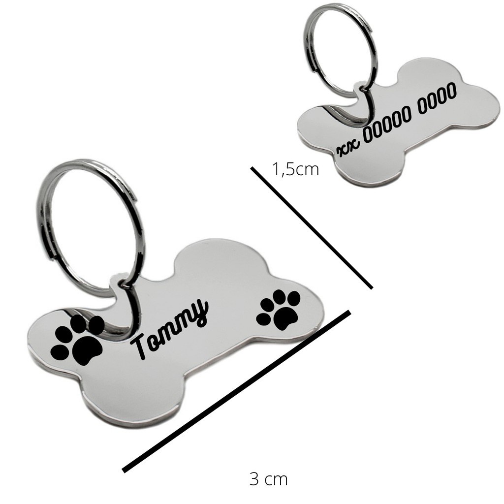 plaquinha para identificação ou chaveiro pet gravado a laser para gato cachorro .
