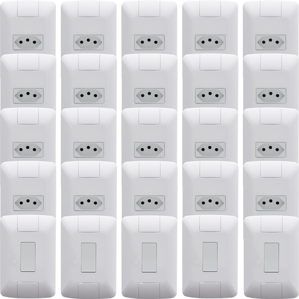 Kit 20 Tomada 10 A + 05 Interruptor Simples Tramontina Aria