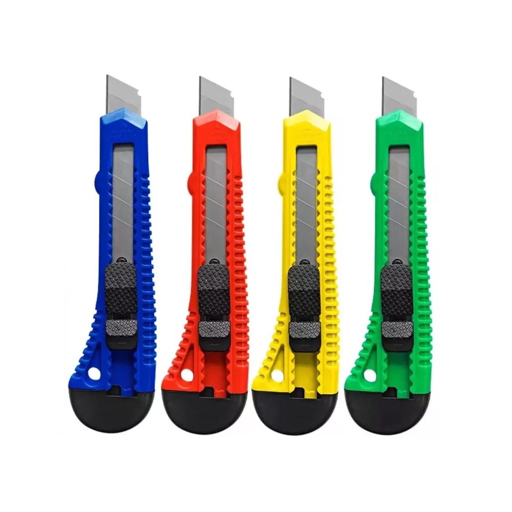 Estilete Largo Lâmina Metal 18mm Plástico Colorido Gatte | Precisão | Escolar | Artesanato | Escritório