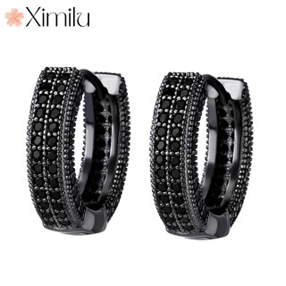 ⭐ Moda Original brincos de diamante preto brincos de ouro preto feminino estilo Hip-Hop fileira dupla diamante cubano jó
