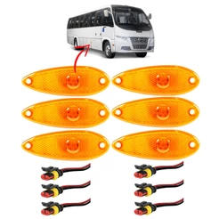 KIT 6 Lanterna Lateral Ônibus 1 LED BIVOLT AM +Conector