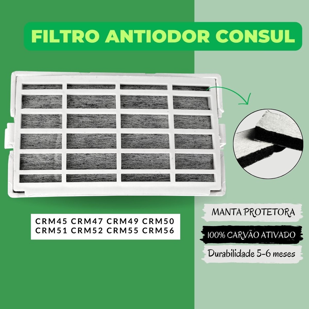 Filtro Branco Antiodor Bem Estar Para Geladeira Consul CRM51 CRM52 CRM55 CRM56