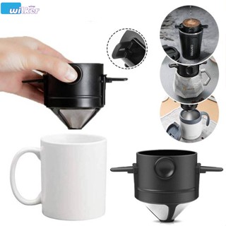 Filtro de café portátil mini filtro de café de aço inoxidável gotejamento cozinha reutilizável wilker1