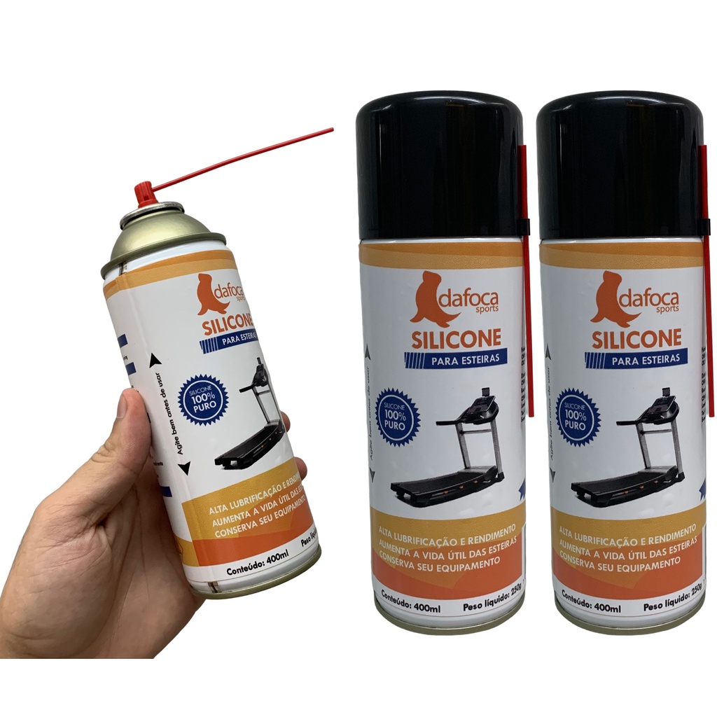 Kit 2 Silicones Lubrificante Esteira Bicicleta Elétrica e Uso Geral Spray 400ml Dafoca Sports