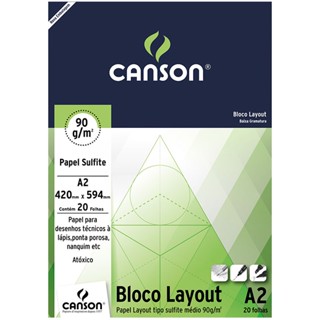 Bloco layout liso A2 90g com 50 folhas Canson