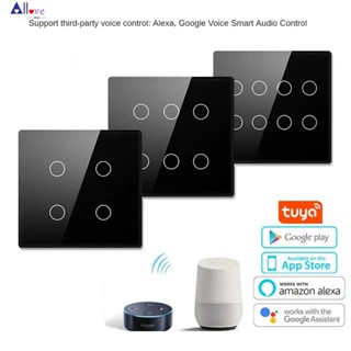 Interruptor inteligente Tuya Wifi, Ac 110-220v Brasil 4x4 painel de toque 4/6 Gang Light App Control trabalho com Alexa , Google Home allove