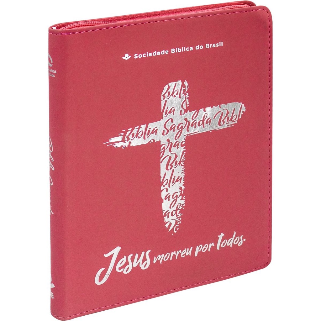 Bíblia Sagrada NAA | Letra Grande | Zíper | Pink Cruz